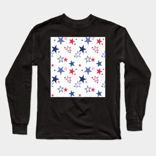 Seamless Pattern with Patriotic Stars. National Colors of the United States. Long Sleeve T-Shirt